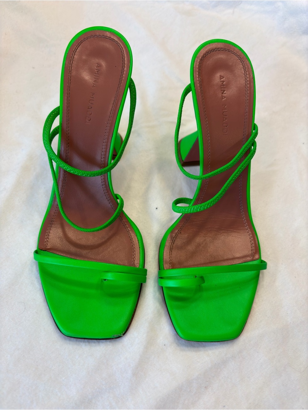 Amina Muaddi Naima sandal, 37.5 neon green